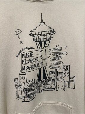 Pike Place Market Graphic Hoodie - Cream